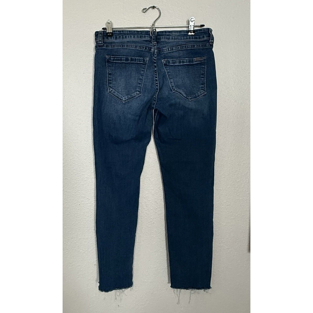 Womens Jeans Ankle Crop 26 Embroidered Floral Distressed - Picture 2 of 7